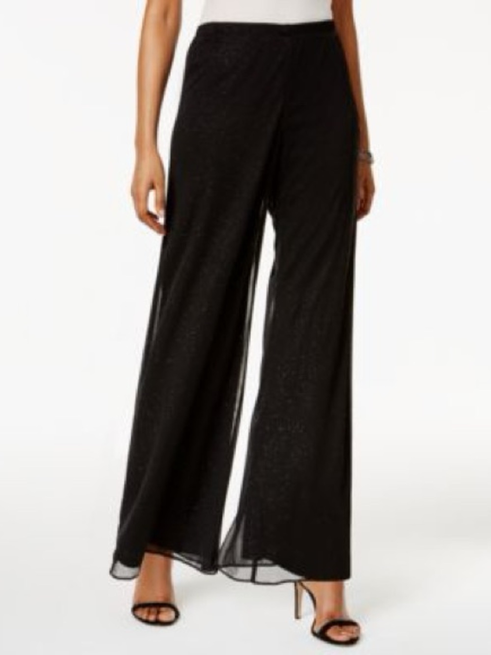 MSK Black Shimmer Wide-Leg Pants